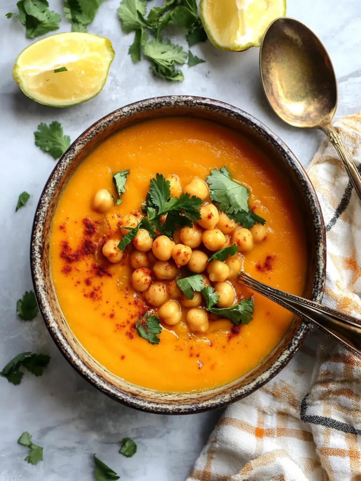 Moroccan Sweet Potato Soup with Chickpeas
