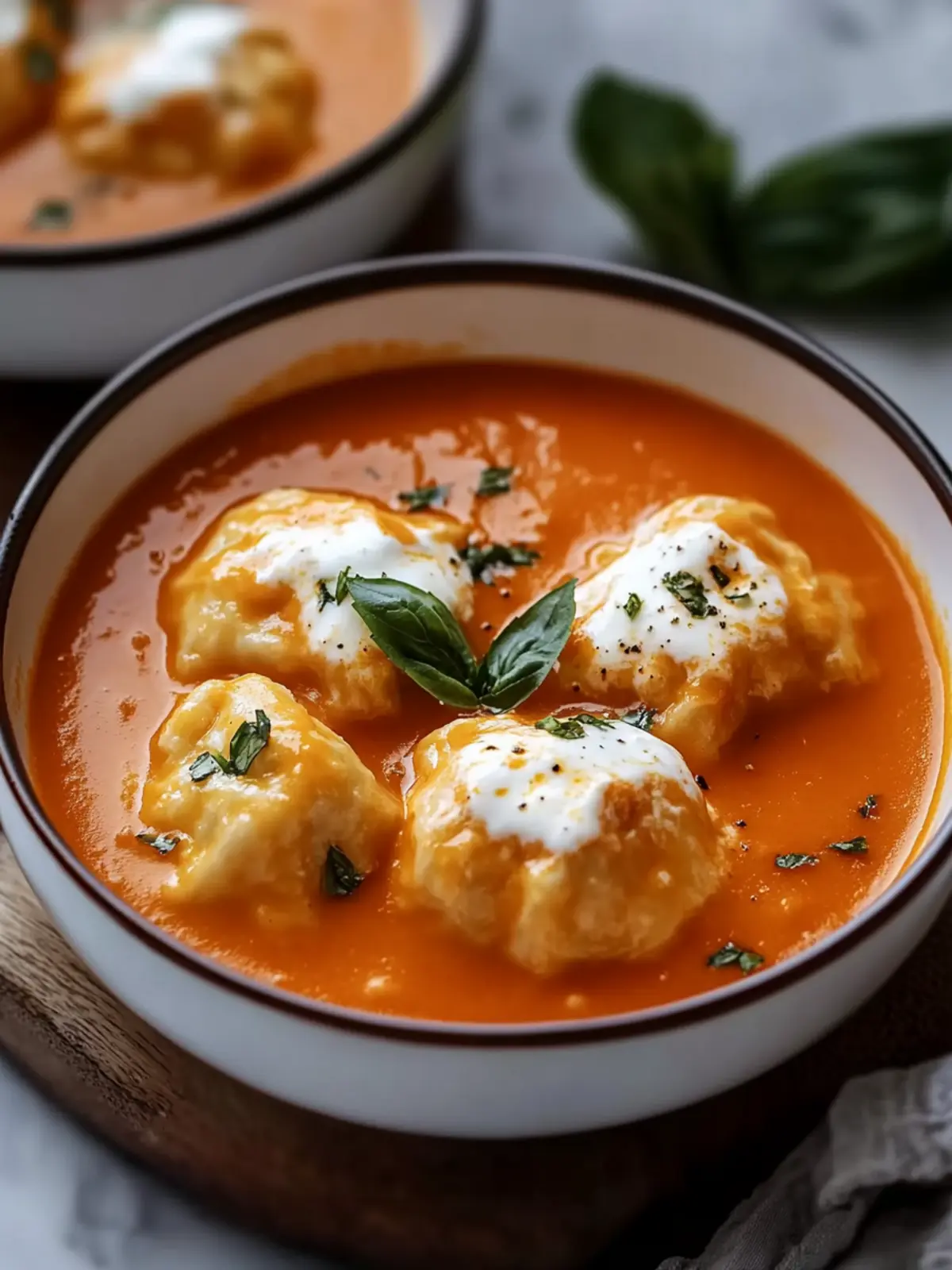 Cheese Dumpling Tomato Soup