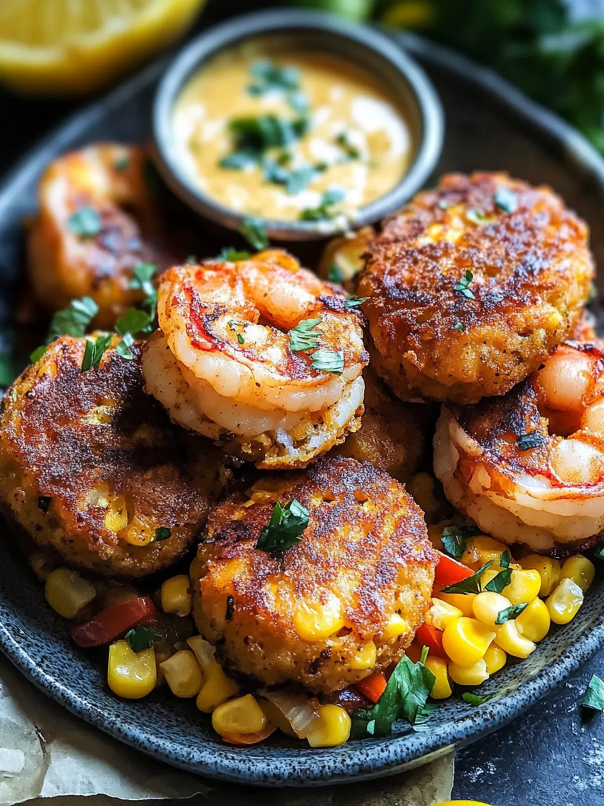 Cajun Shrimp and Corn Cakes