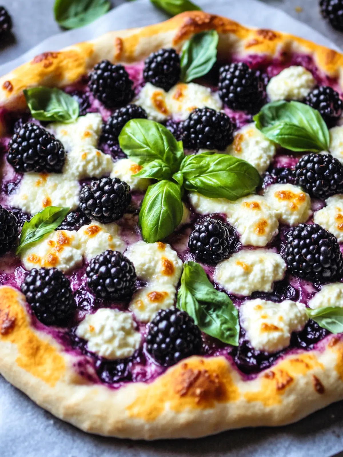 Blackberry Basil Ricotta Pizza
