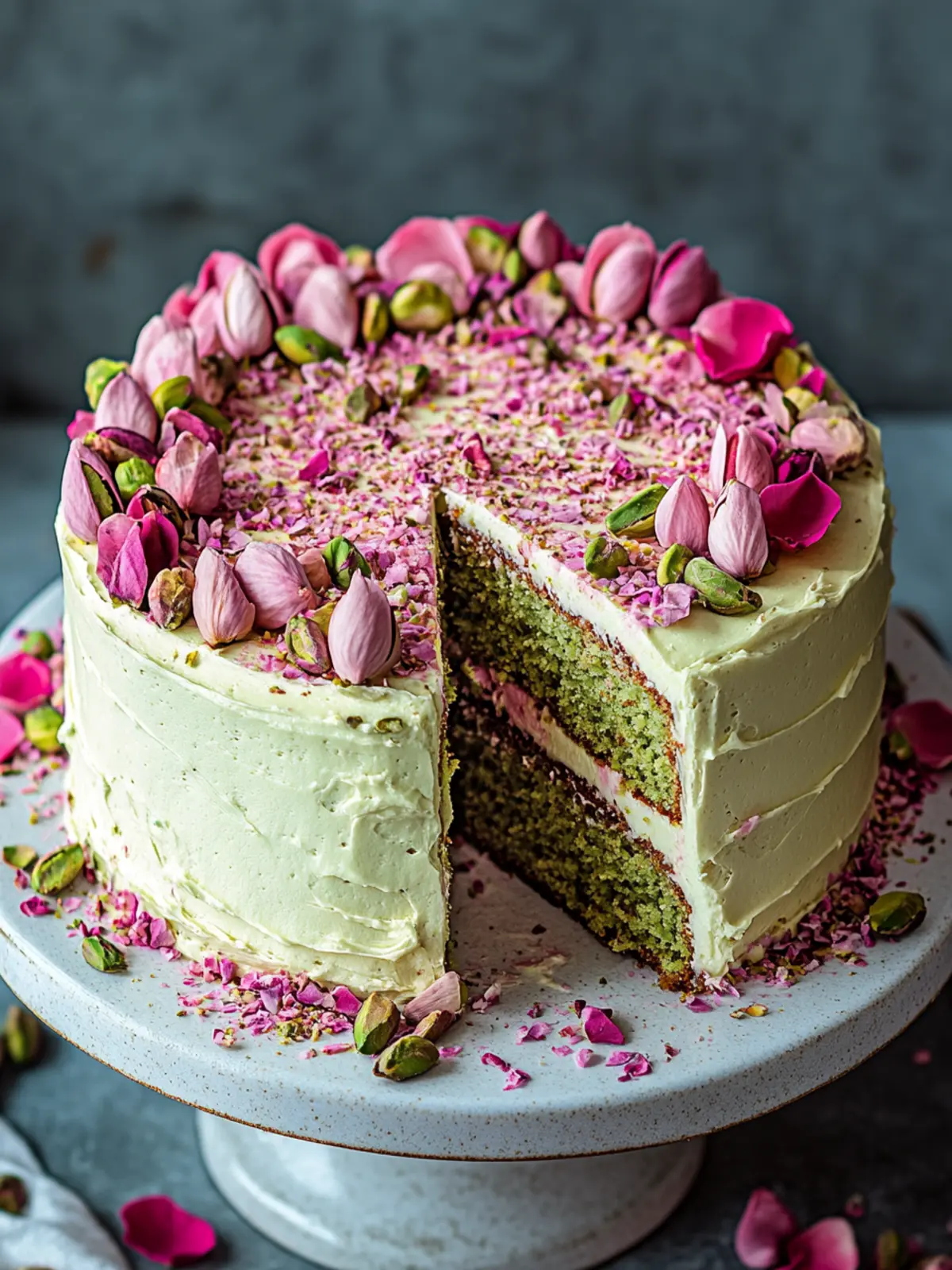 Pistachio, Rose & Cardamom Cake