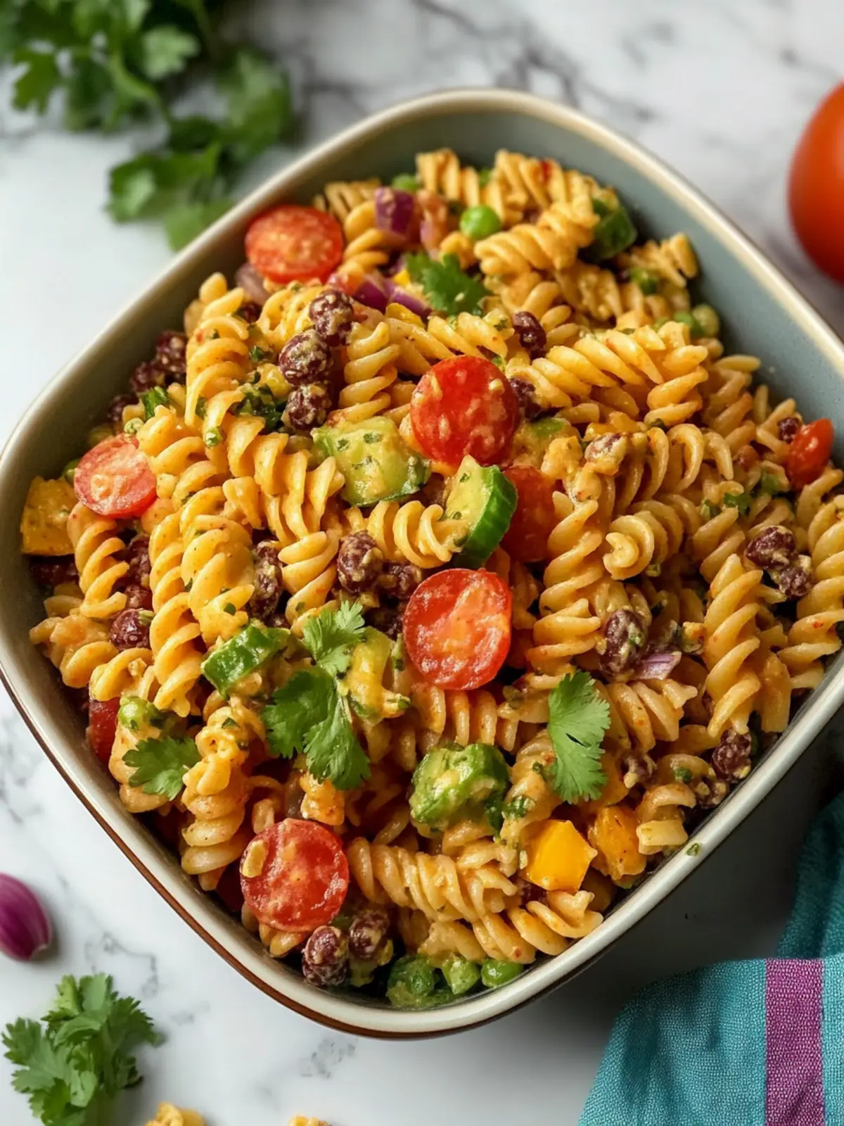 Spicy High Protein Fiesta Pasta Salad