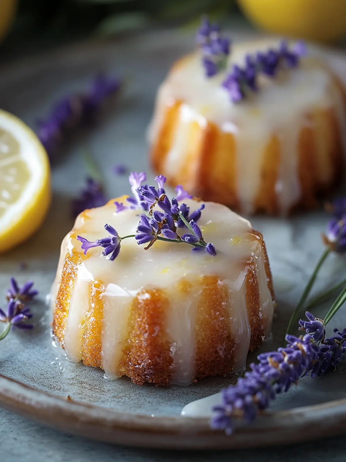 Mini Lemon Cakes with Lavender Glaze