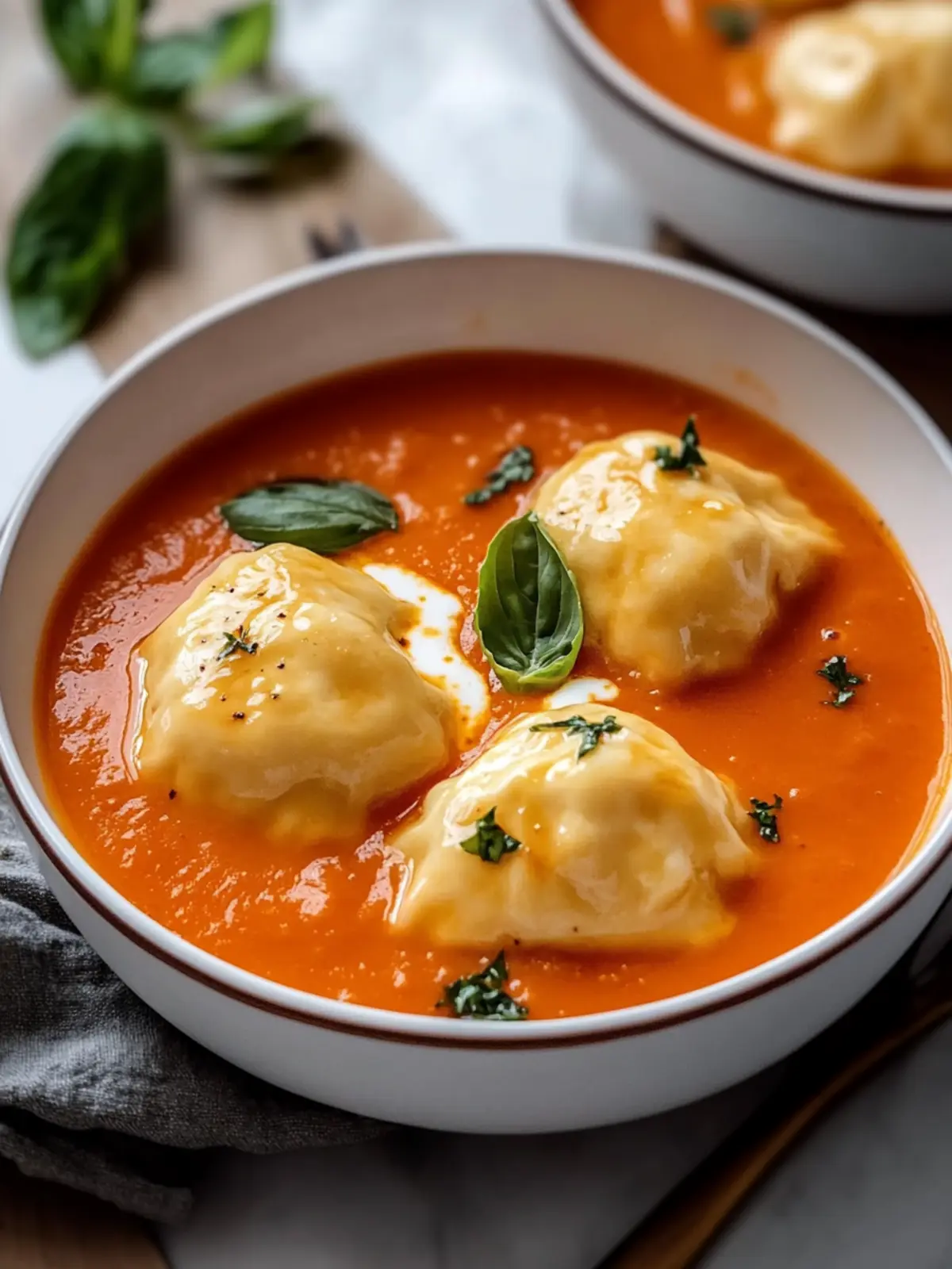 Cheese Dumpling Tomato Soup