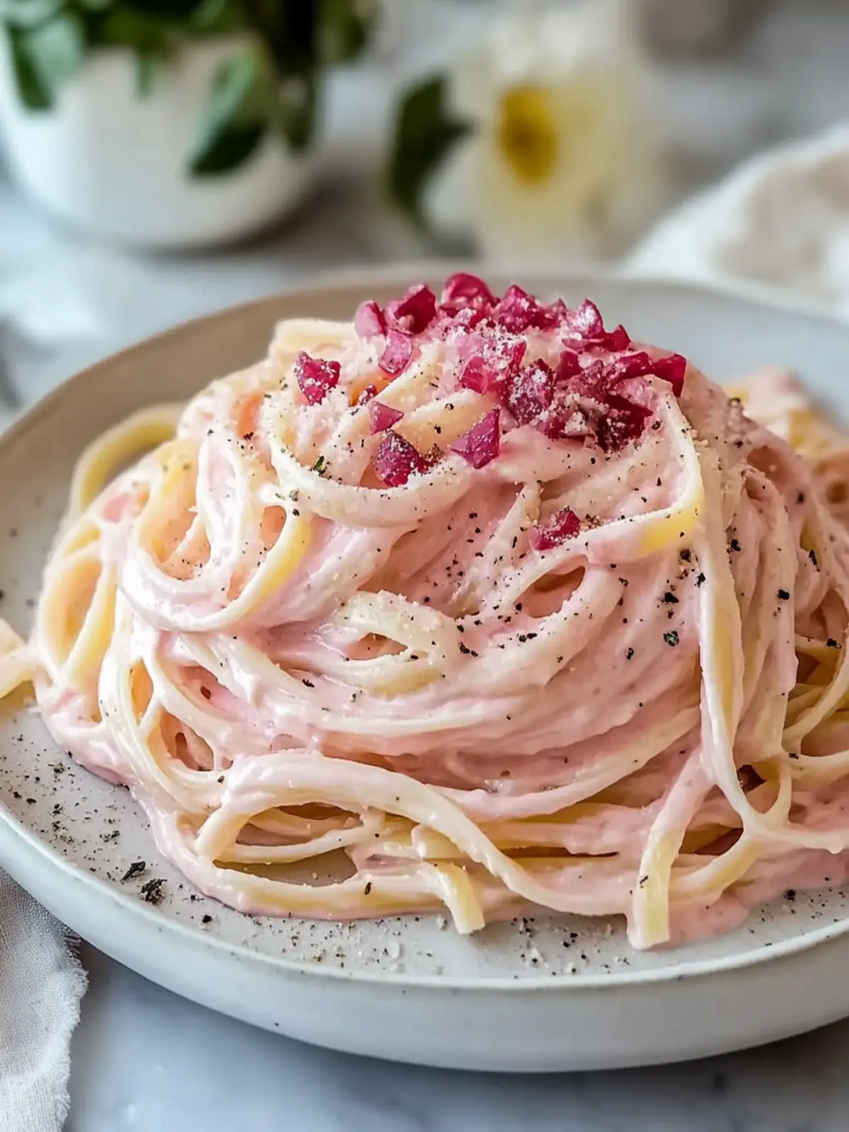 Creamy Pink Alfredo Pasta