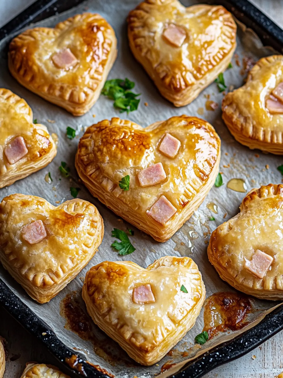 Ham and Cheese Puff Pastry Hearts