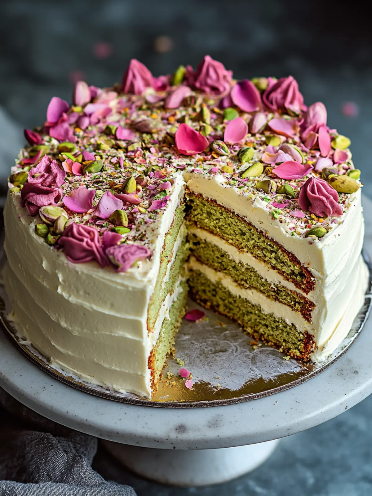 Pistachio, Rose & Cardamom Cake