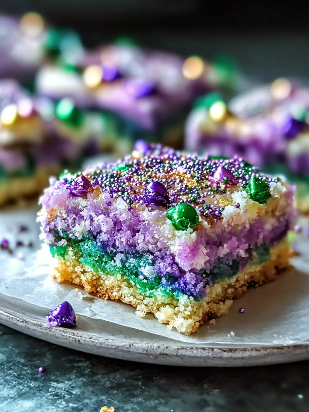 Mardi Gras King Cake Bars