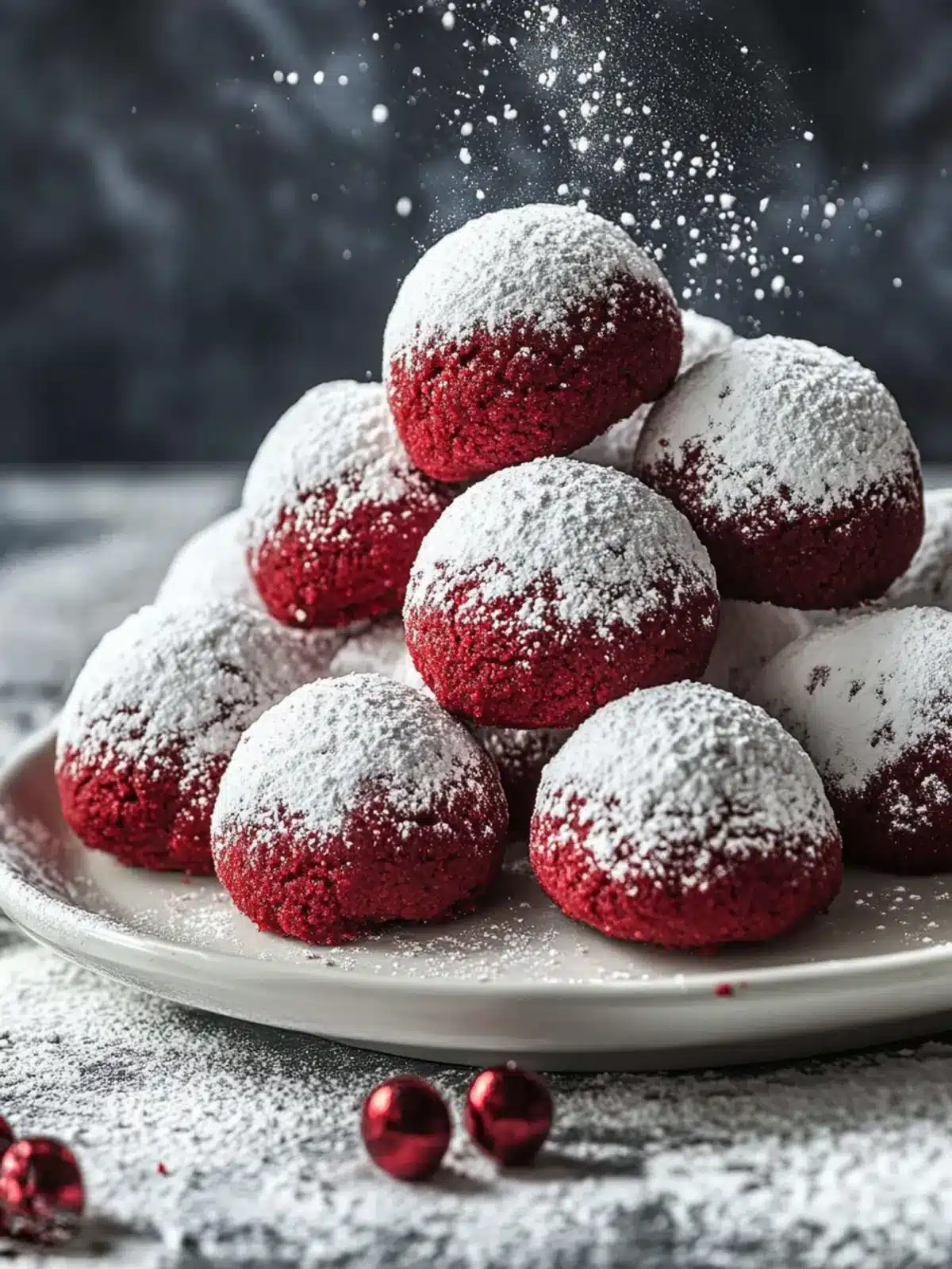 Red Velvet Snowball Cookies