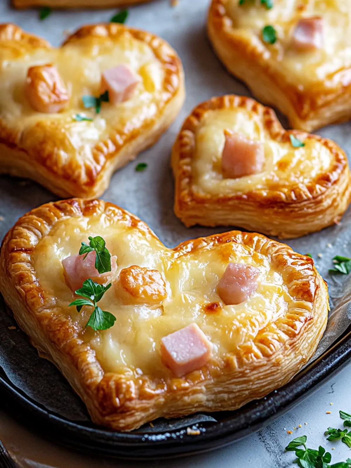 Ham and Cheese Puff Pastry Hearts