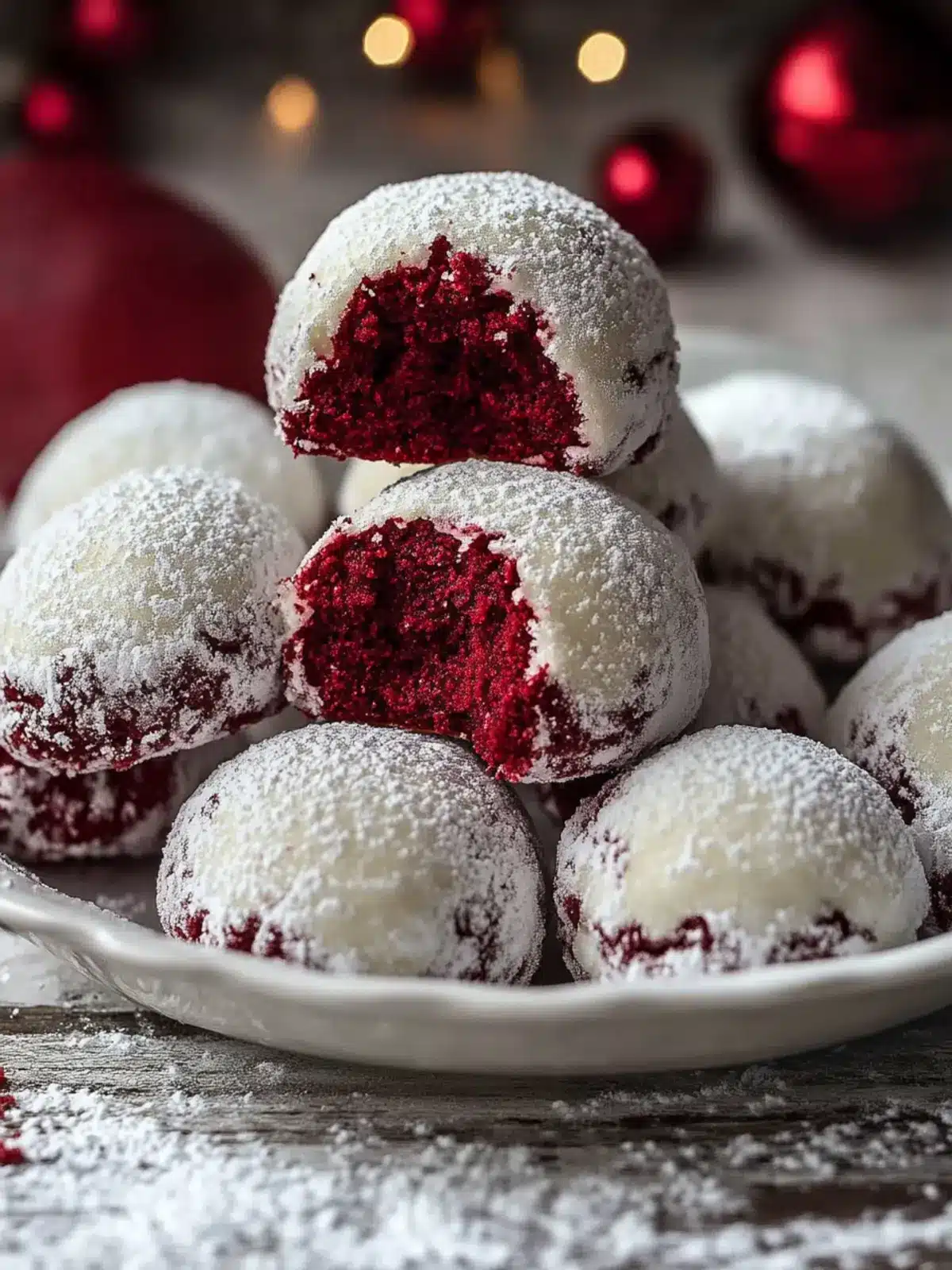 Red Velvet Snowball Cookies