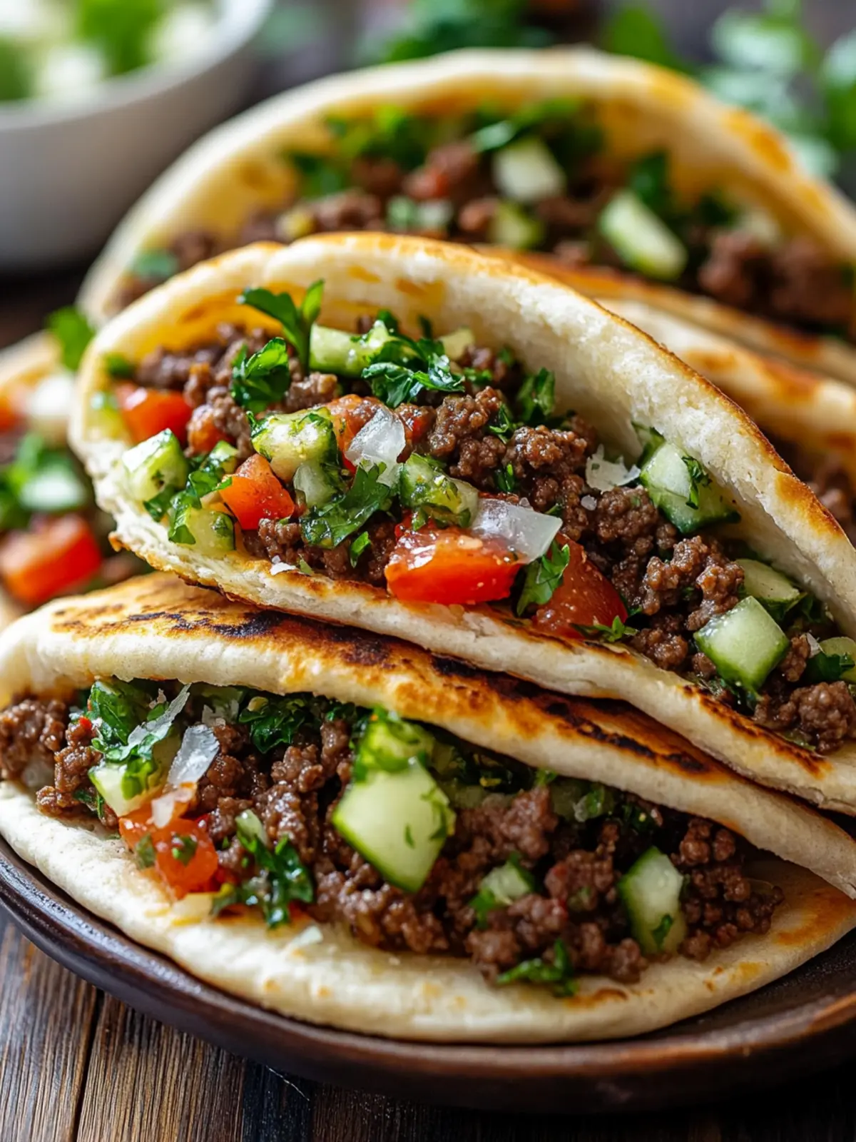 Mediterranean Ground Beef Pita Pockets