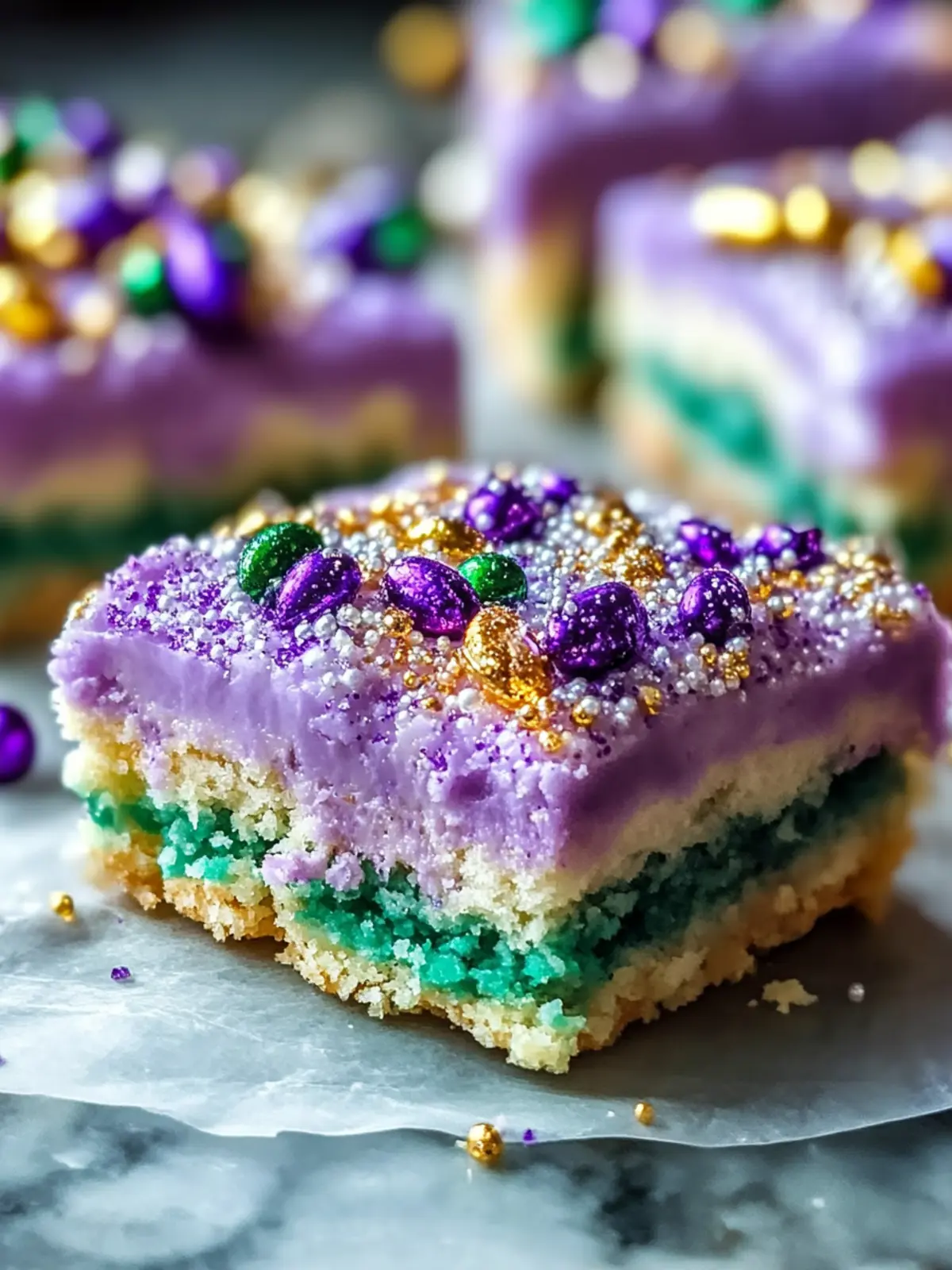 Mardi Gras King Cake Bars