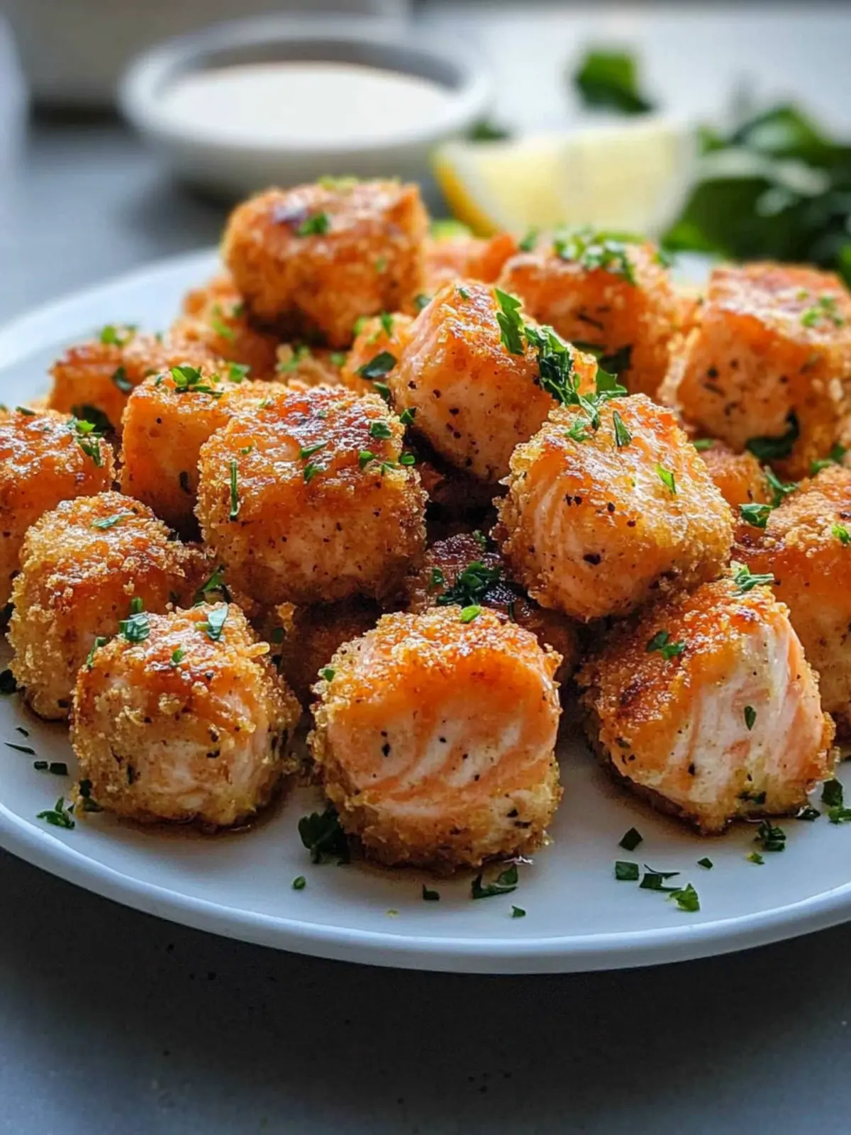 Crispy Garlic Butter Salmon Bites