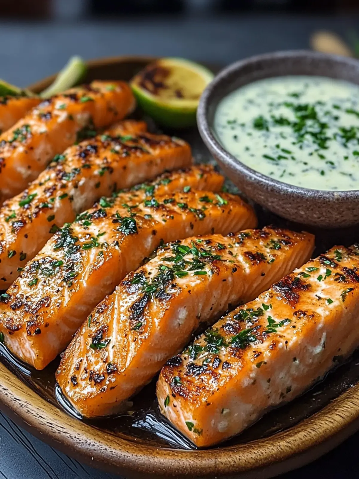 Crispy Salmon Strips with Herb Tartar Dip