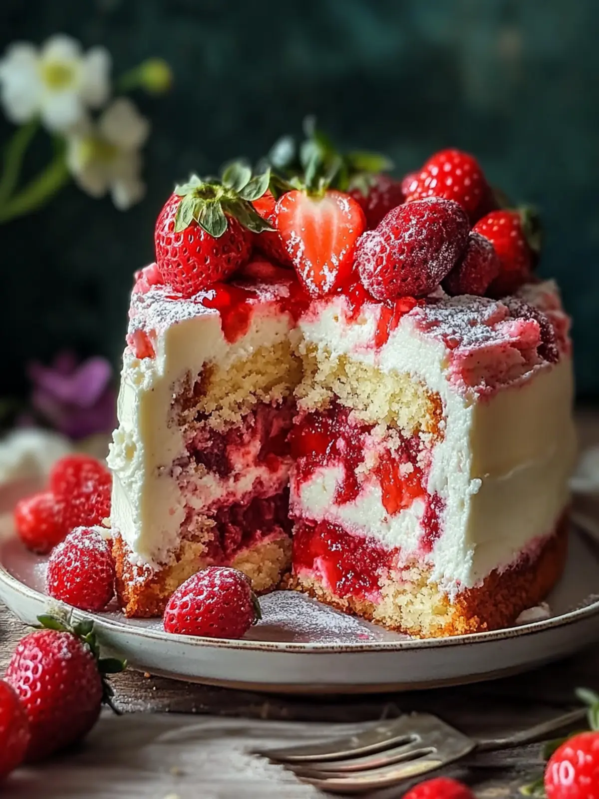 Strawberry Earthquake Cake