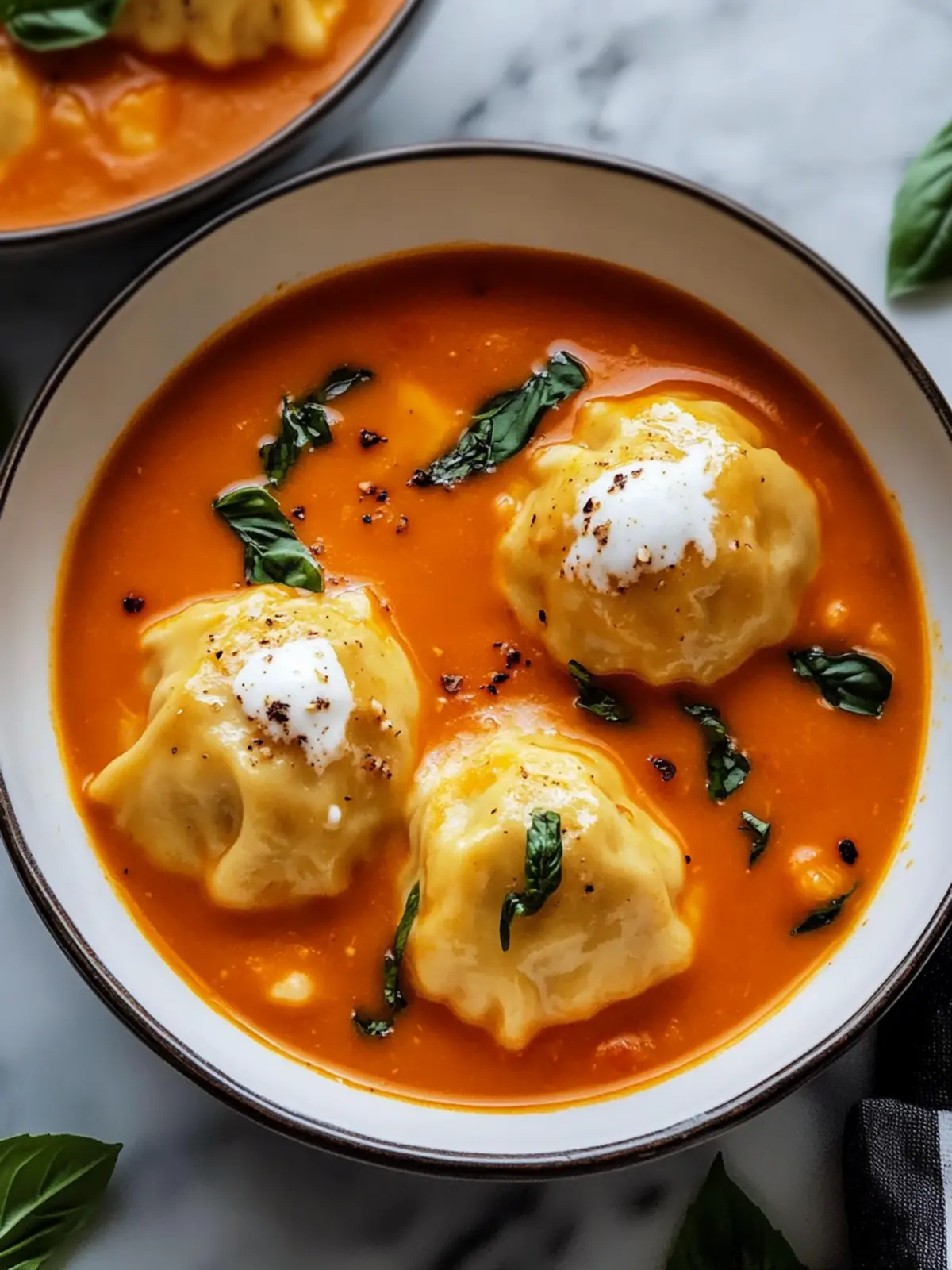 Cheese Dumpling Tomato Soup