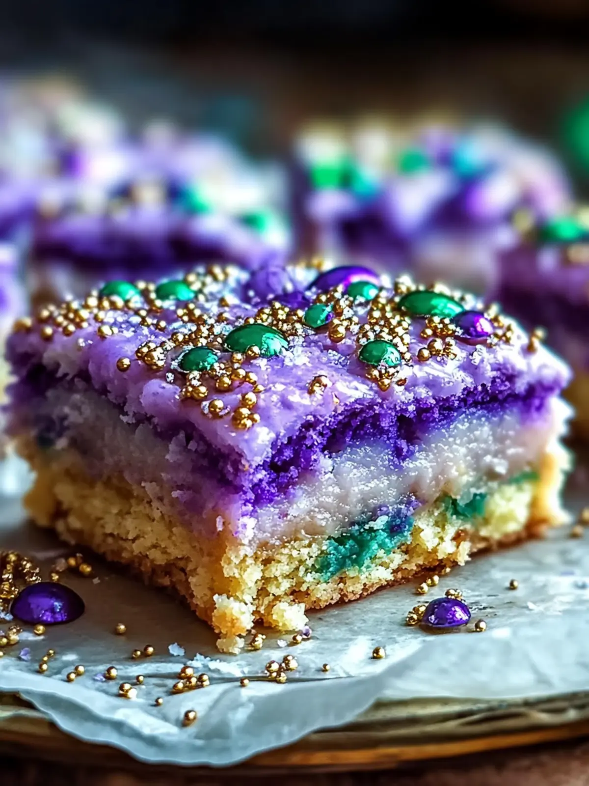 Mardi Gras King Cake Bars
