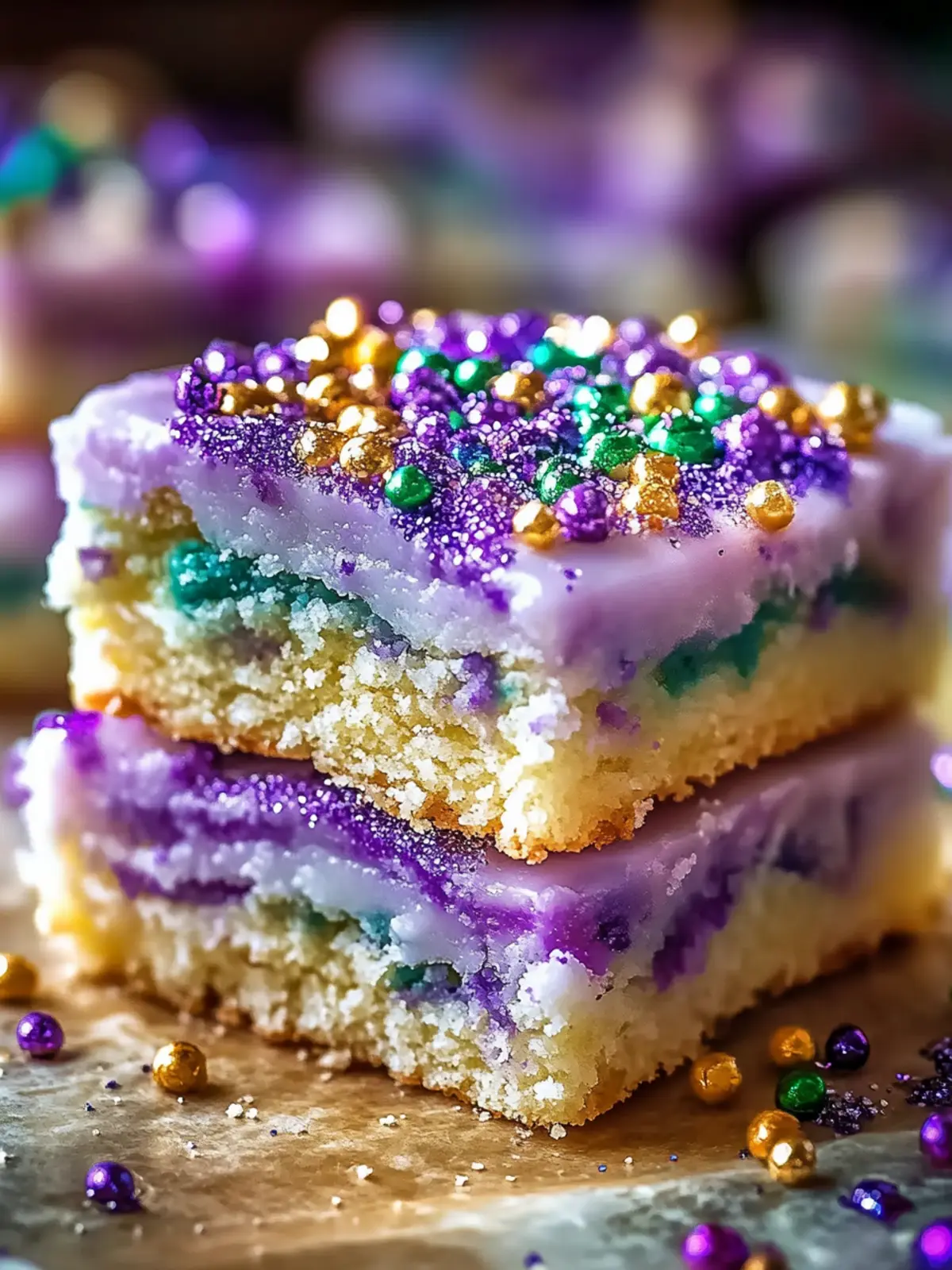 Mardi Gras King Cake Bars