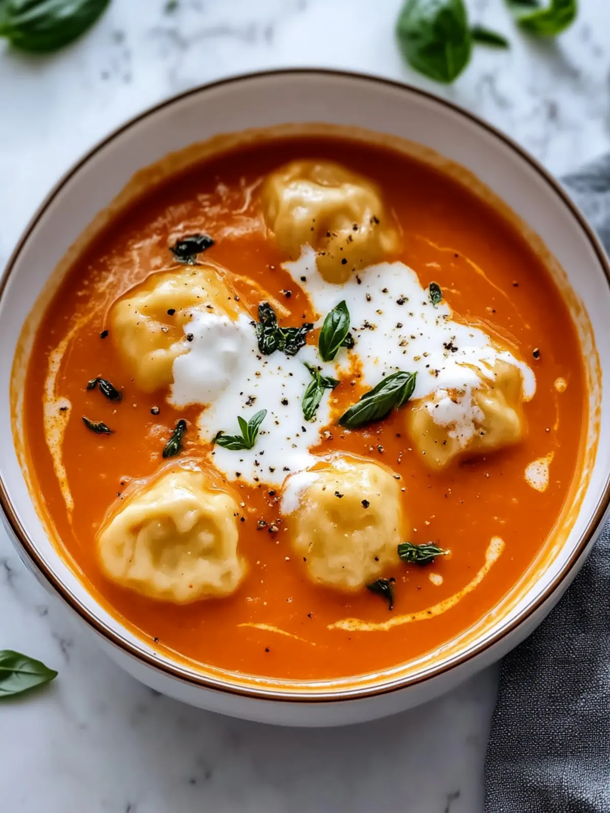 Cheese Dumpling Tomato Soup
