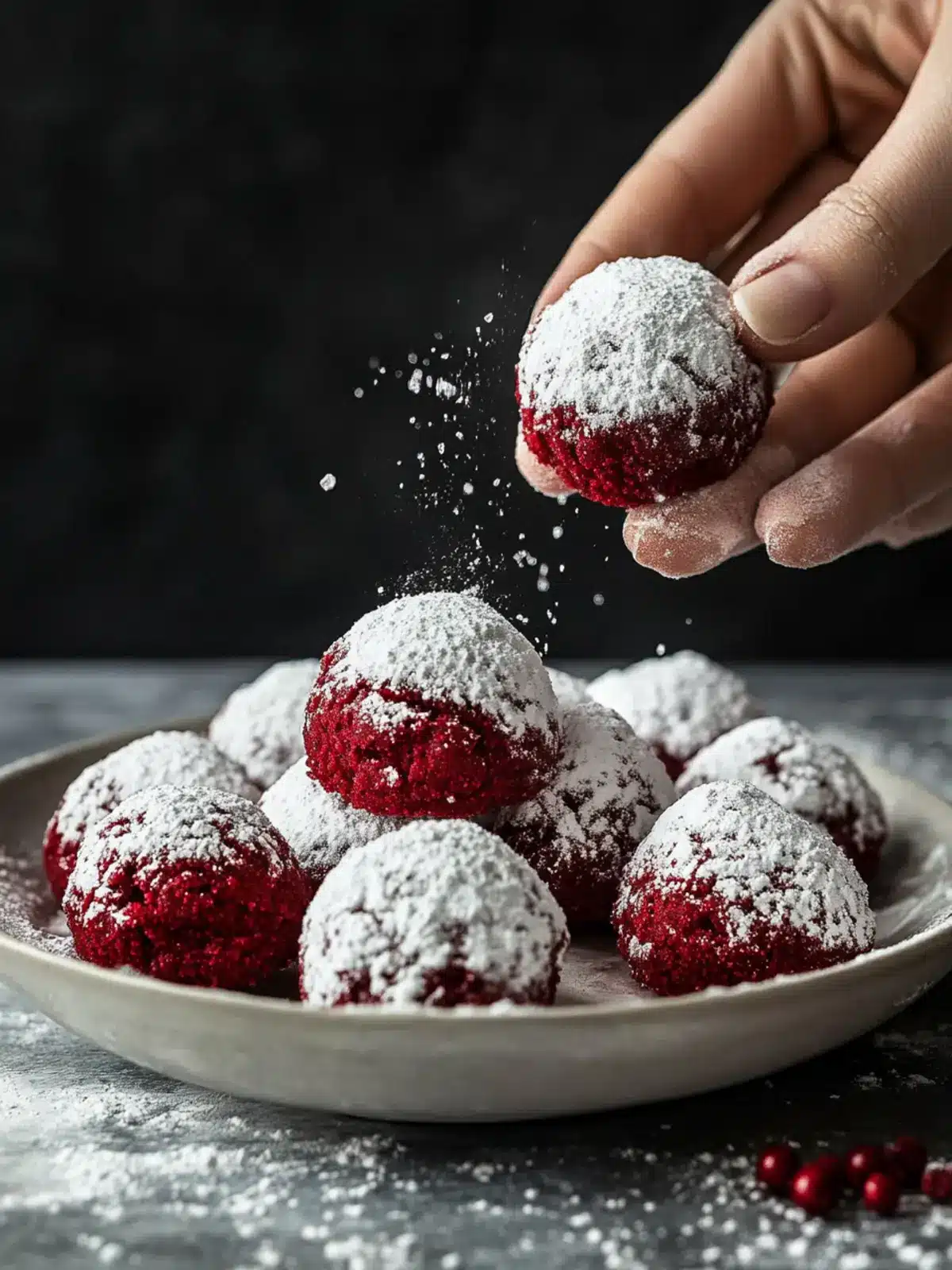 Red Velvet Snowball Cookies