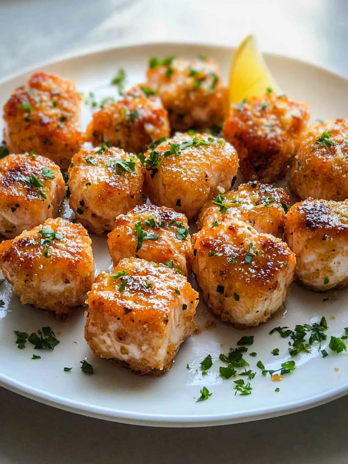 Crispy Garlic Butter Salmon Bites