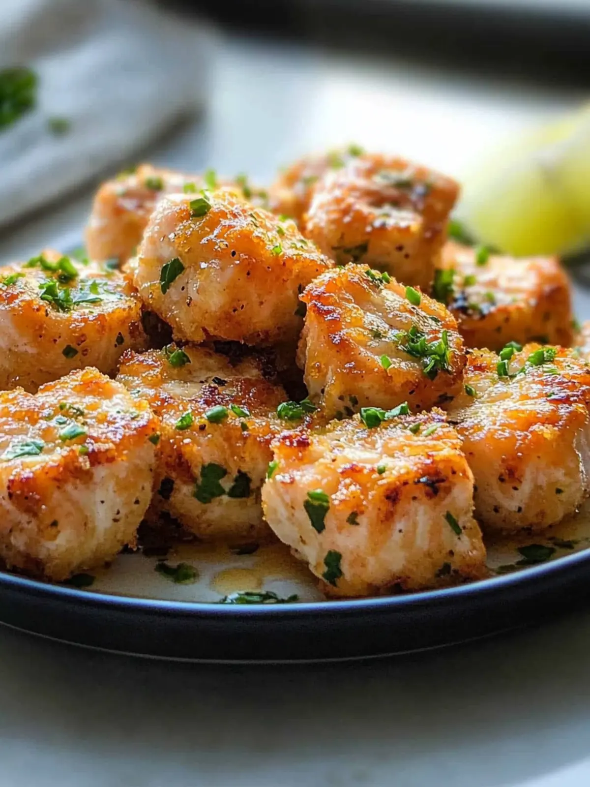 Crispy Garlic Butter Salmon Bites
