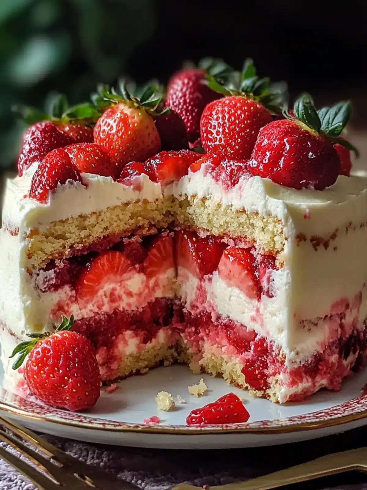 Strawberry Earthquake Cake
