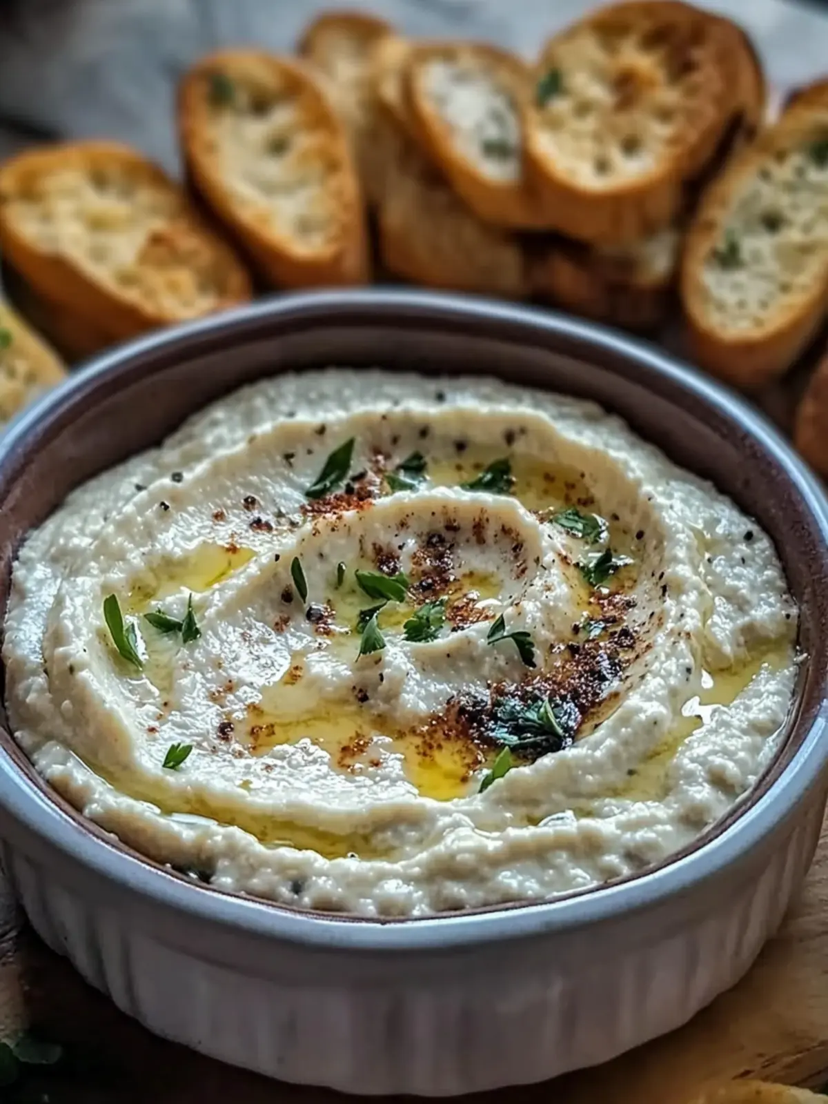 Warm Boursin Dip with Crostini