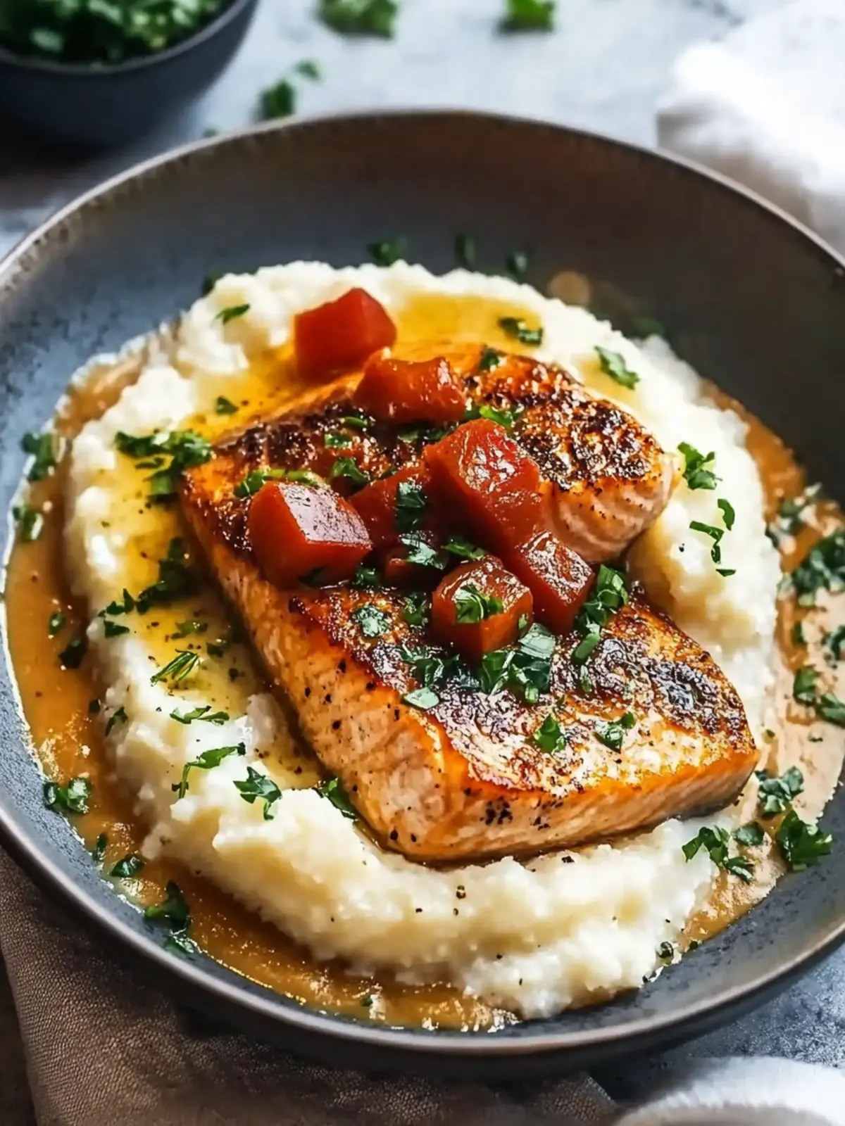 Creole Salmon and Grits