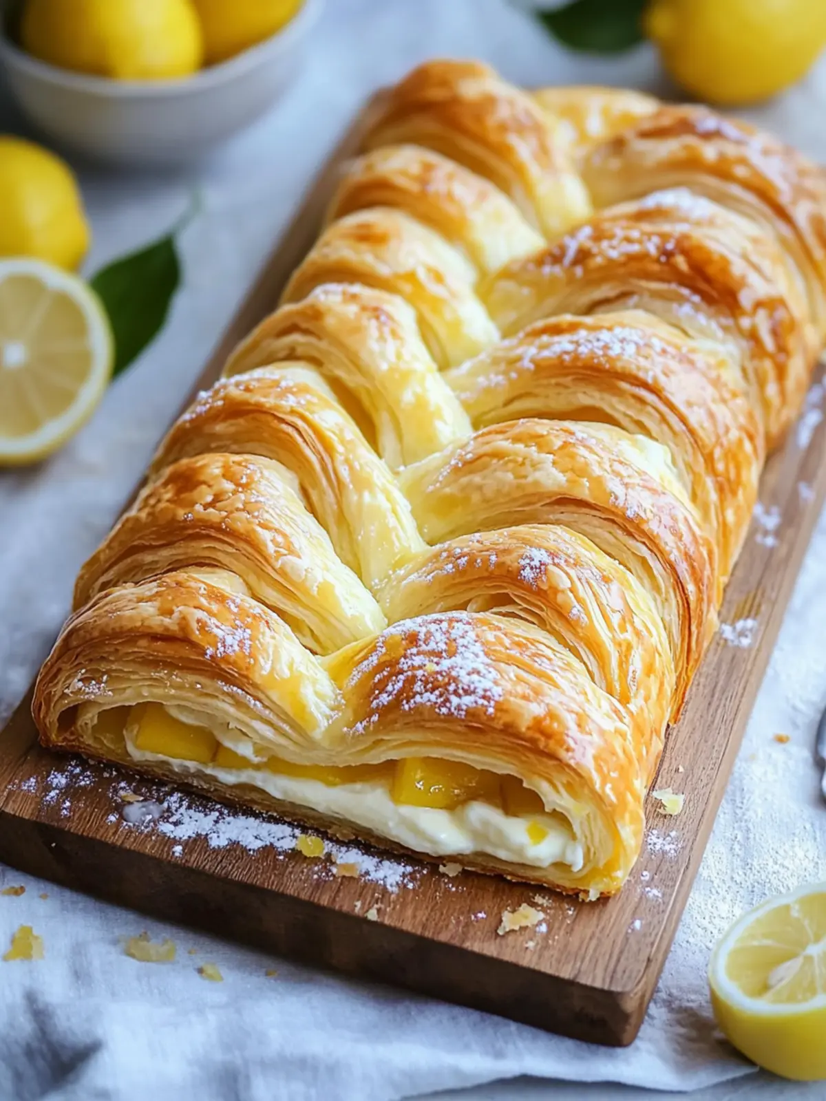 Lemon Cream Cheese Puff Pastry Braid