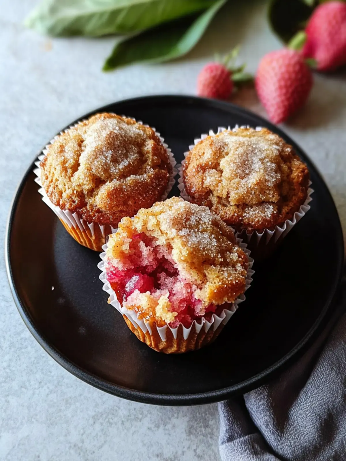 Rhubarb Muffins with Cinnamon Sugar Topping