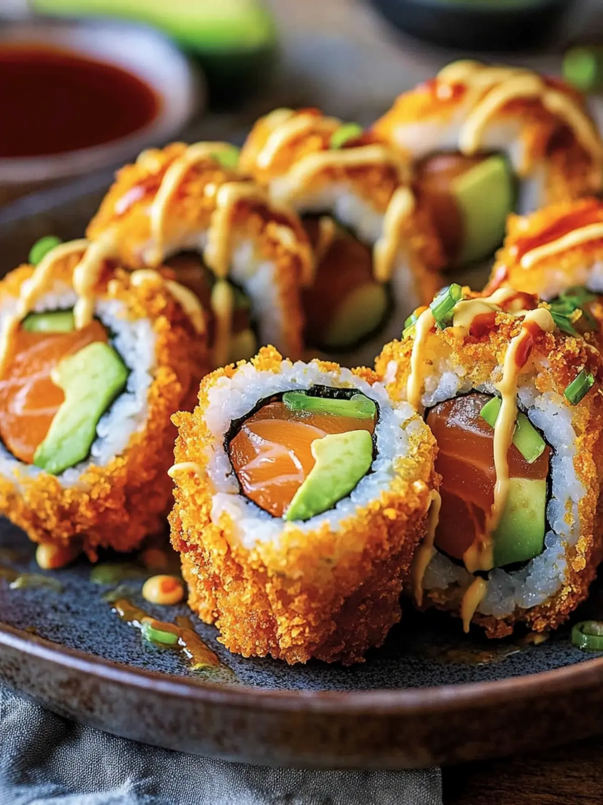 Crispy Fried Salmon & Avocado Rolls