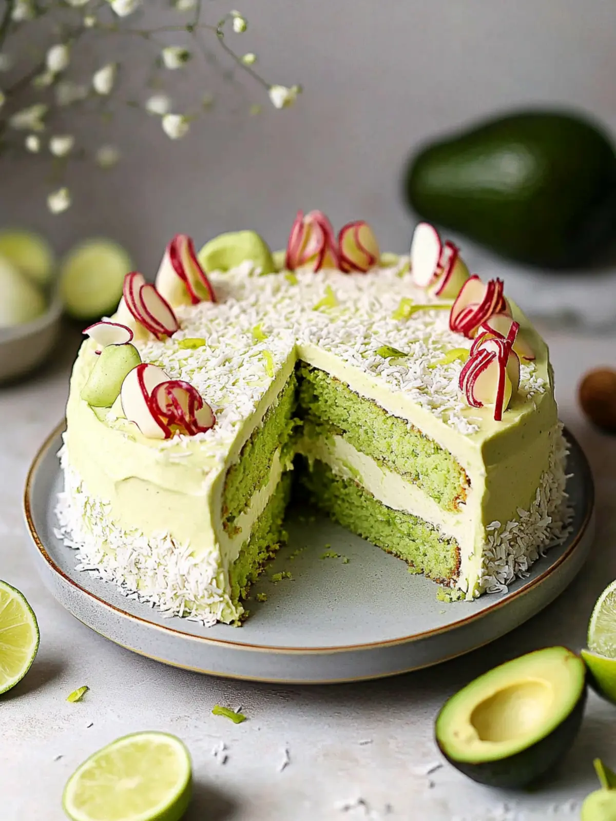 Vegan Avocado Lime Coconut Cake