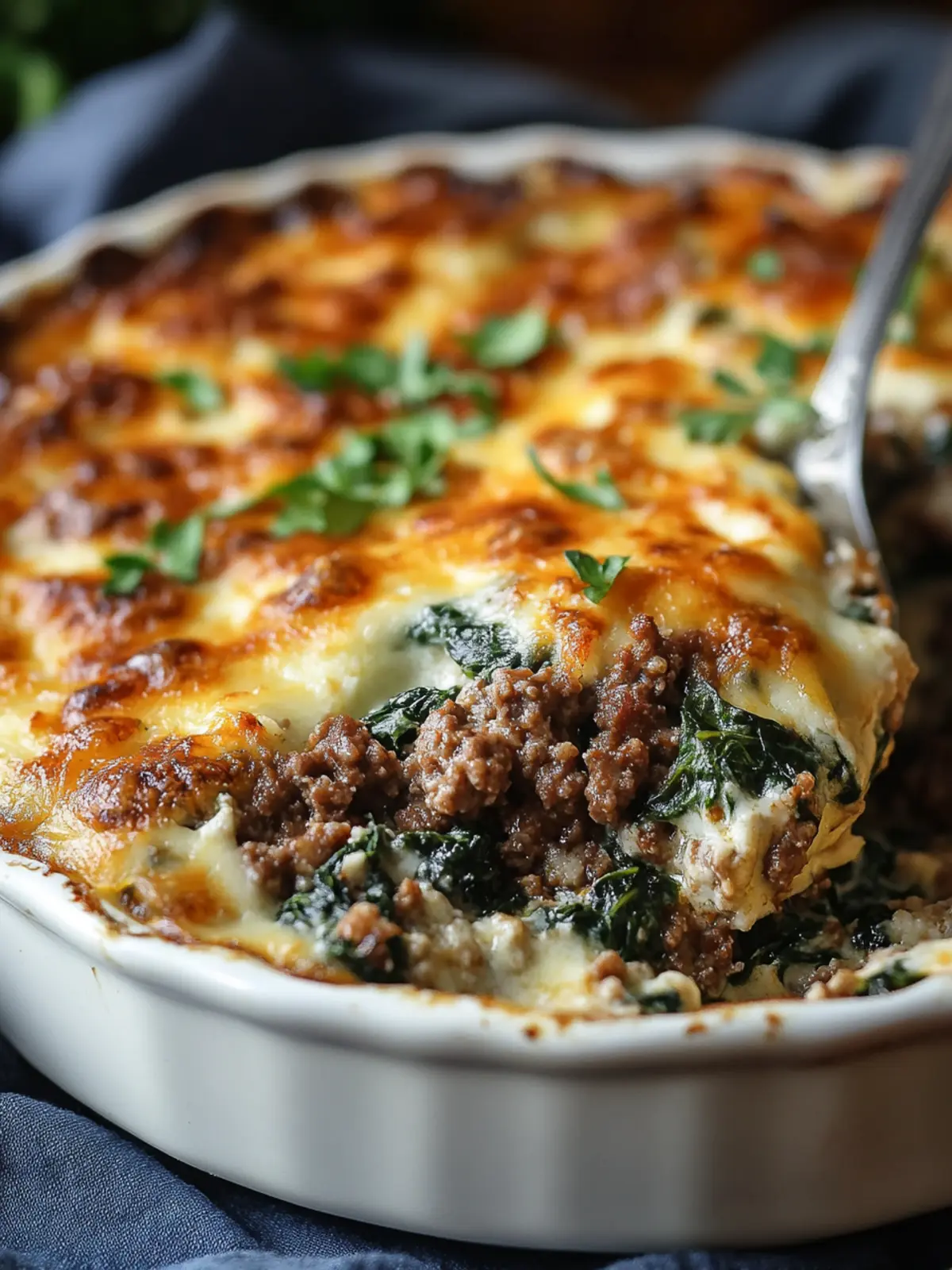 Ground Beef & Spinach Casserole