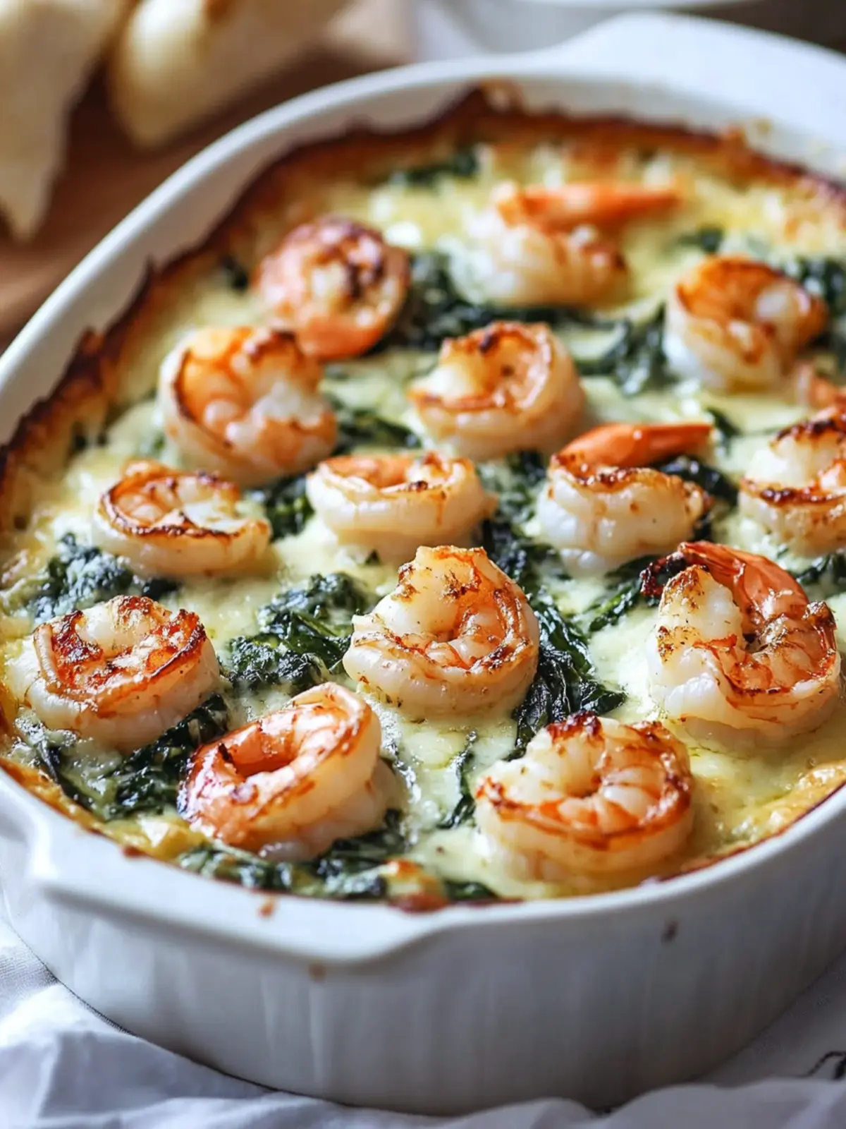 Oven-Baked Shrimp and Spinach Gratin