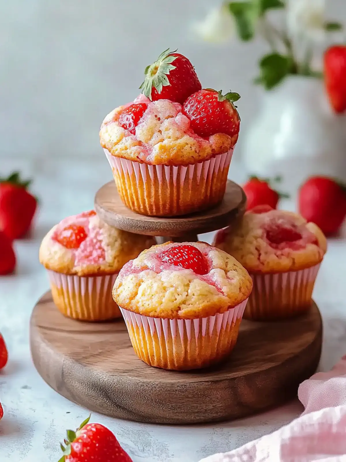 Soft Strawberry Blended Muffins
