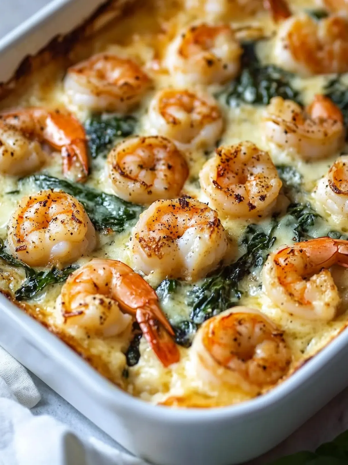 Oven-Baked Shrimp and Spinach Gratin