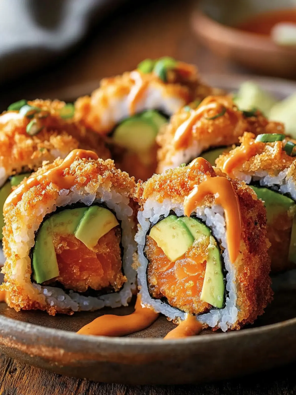 Crispy Fried Salmon & Avocado Rolls