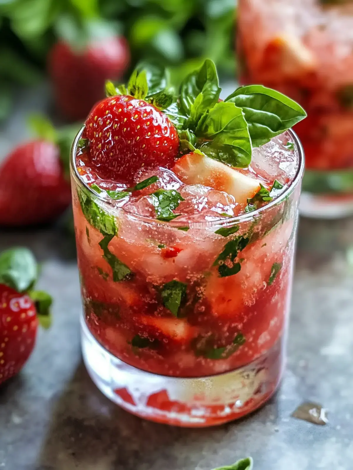 Strawberry Basil Smash Cocktail