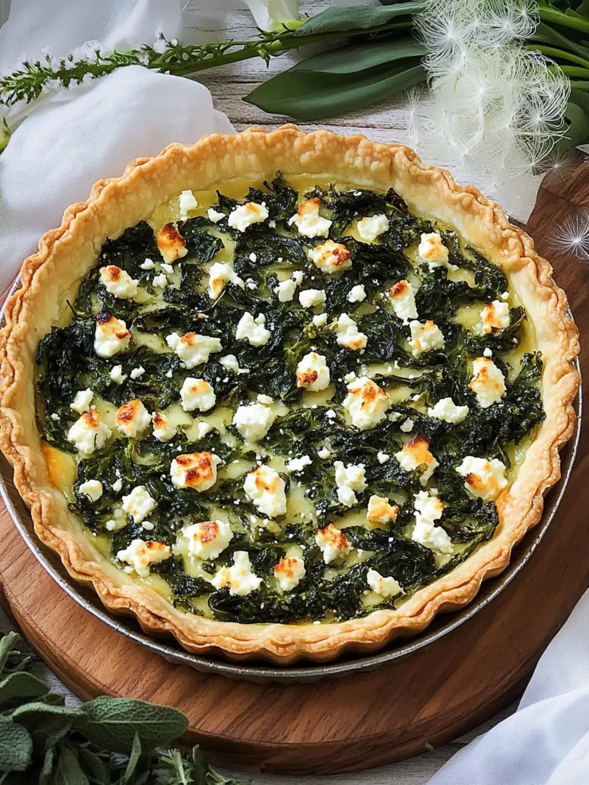 Dandelion Greens and Feta Tart