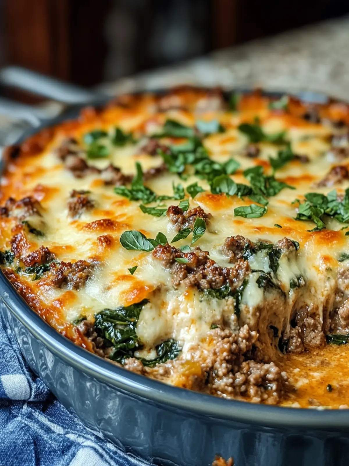 Ground Beef & Spinach Casserole