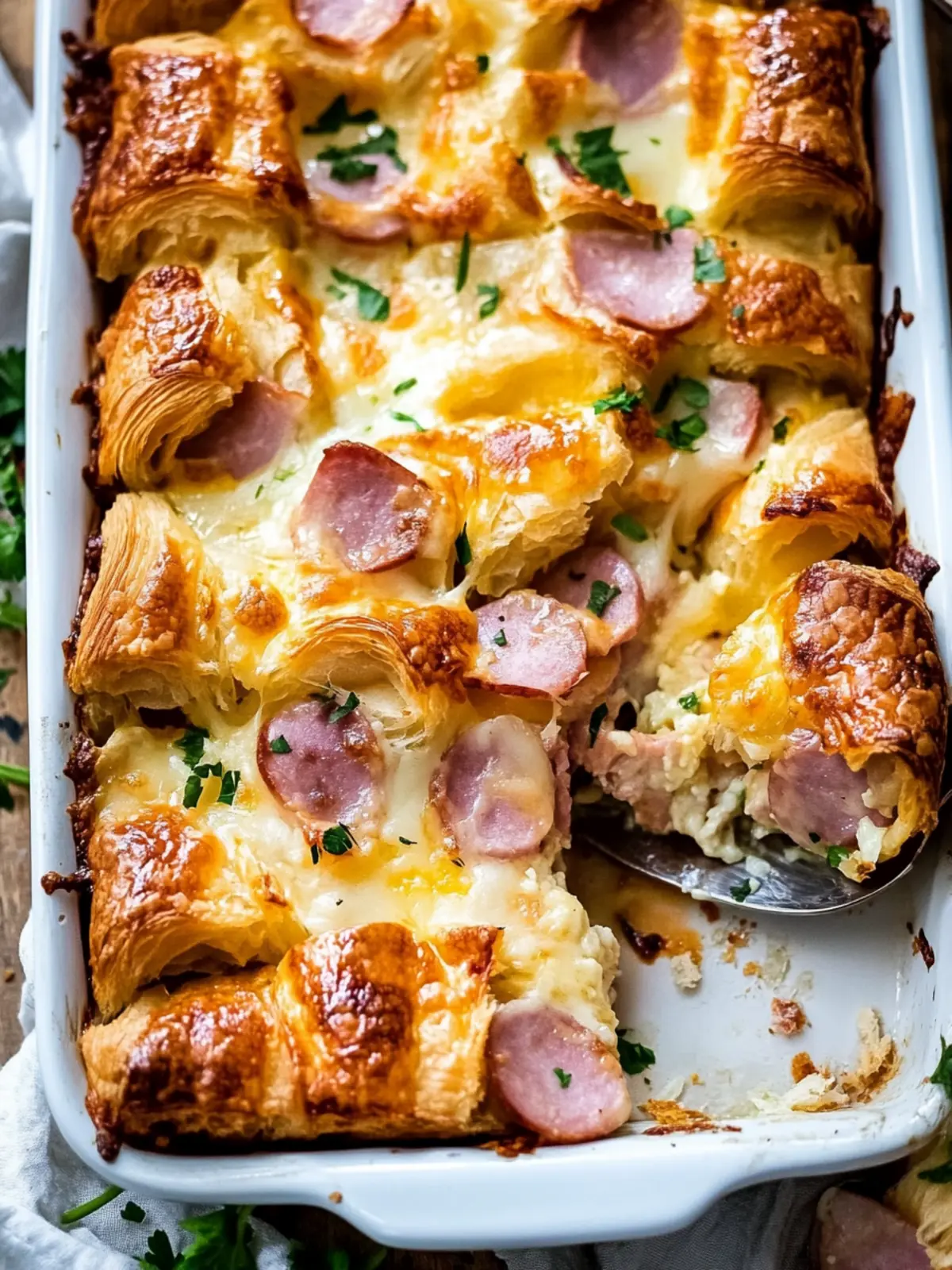 Ham and Cheese Croissant Casserole