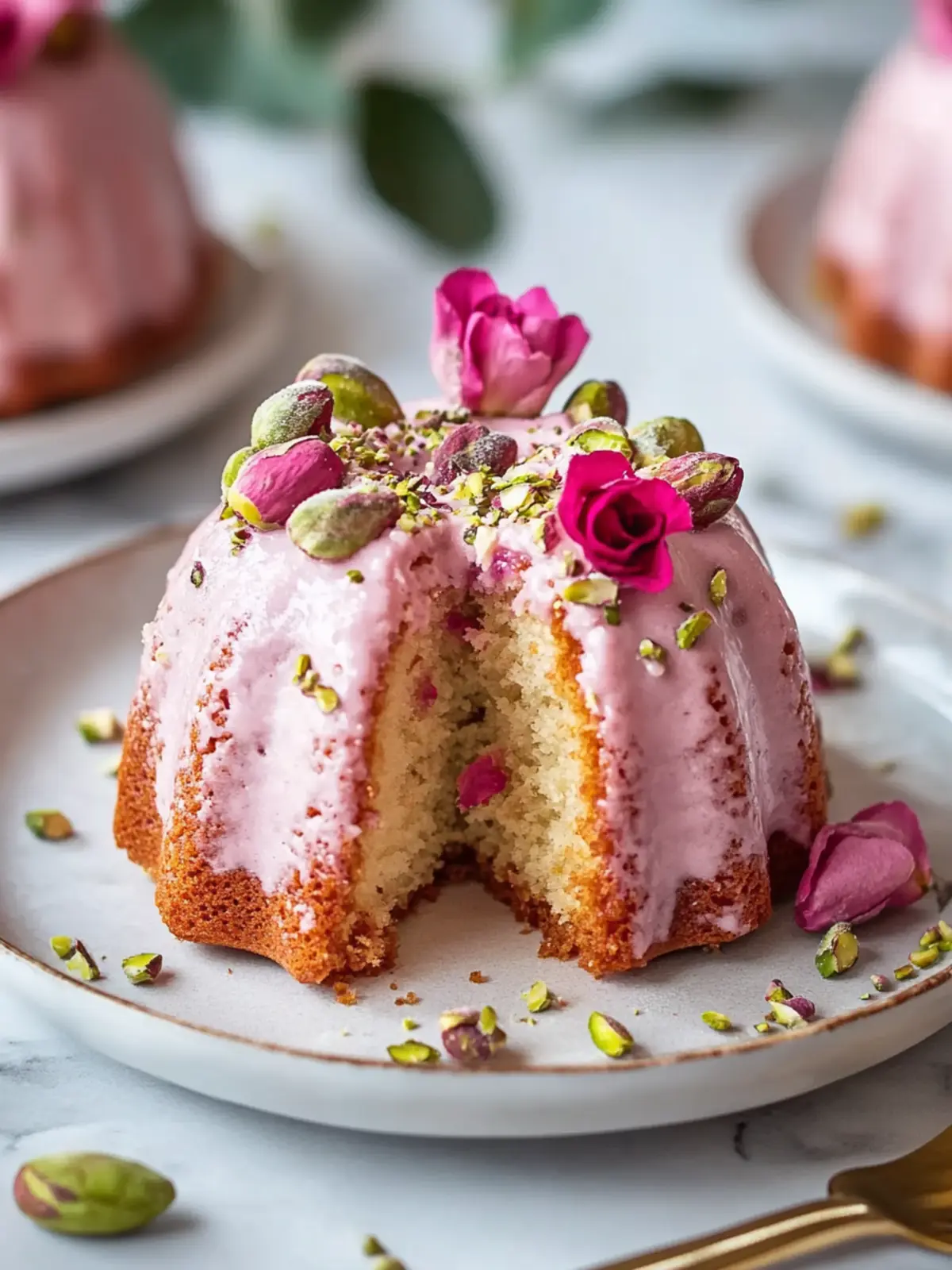 Persian Rose & Pistachio Mini Bundt Cakes