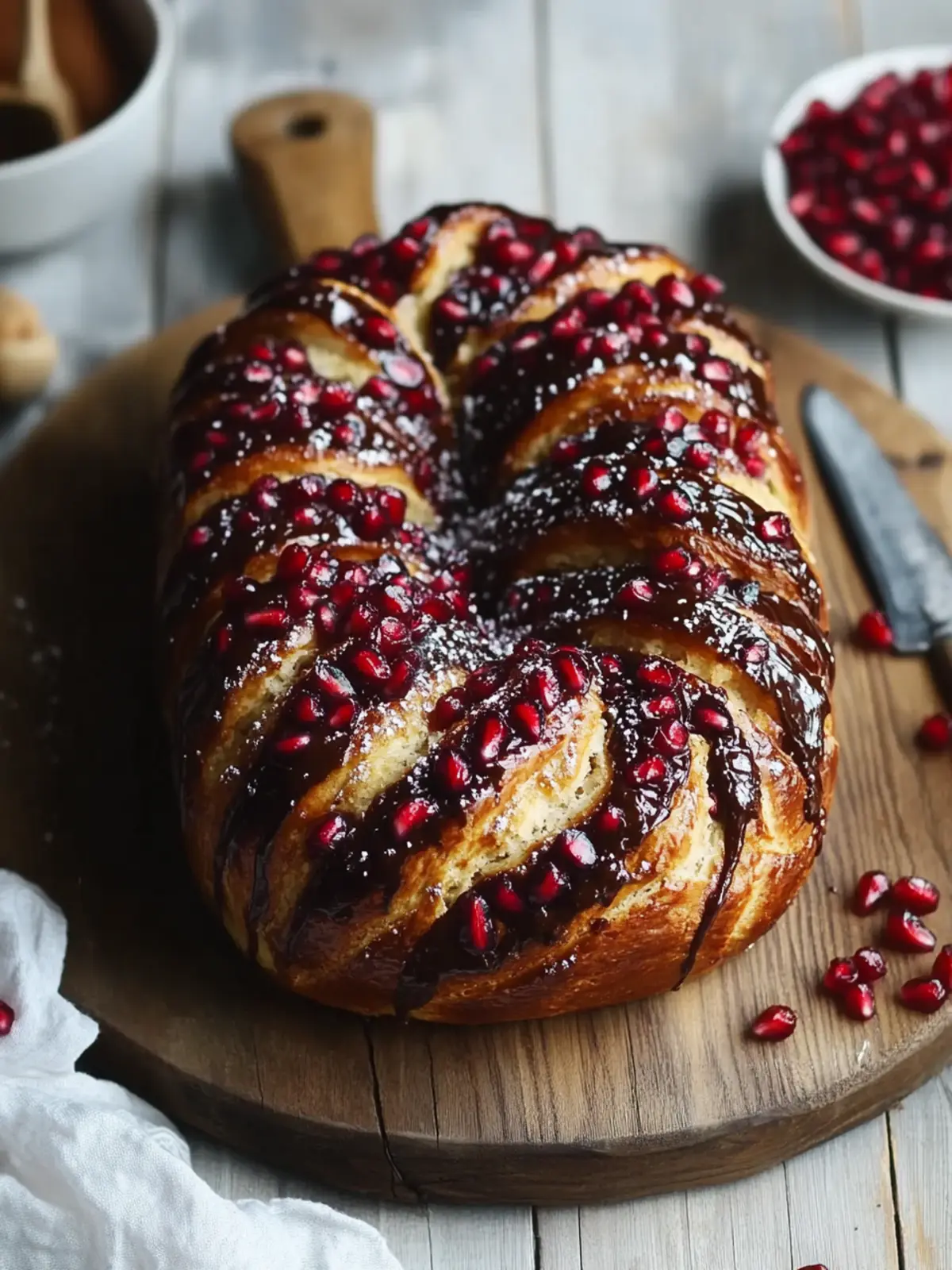 Chocolate Babka with Pomegranate