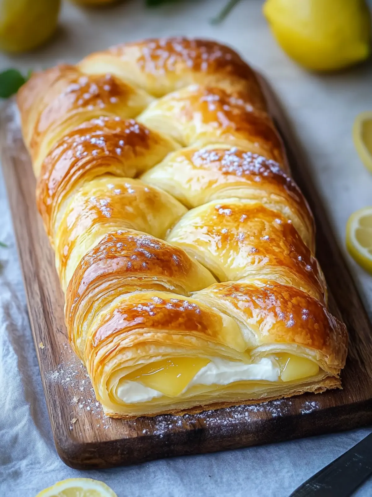 Lemon Cream Cheese Puff Pastry Braid