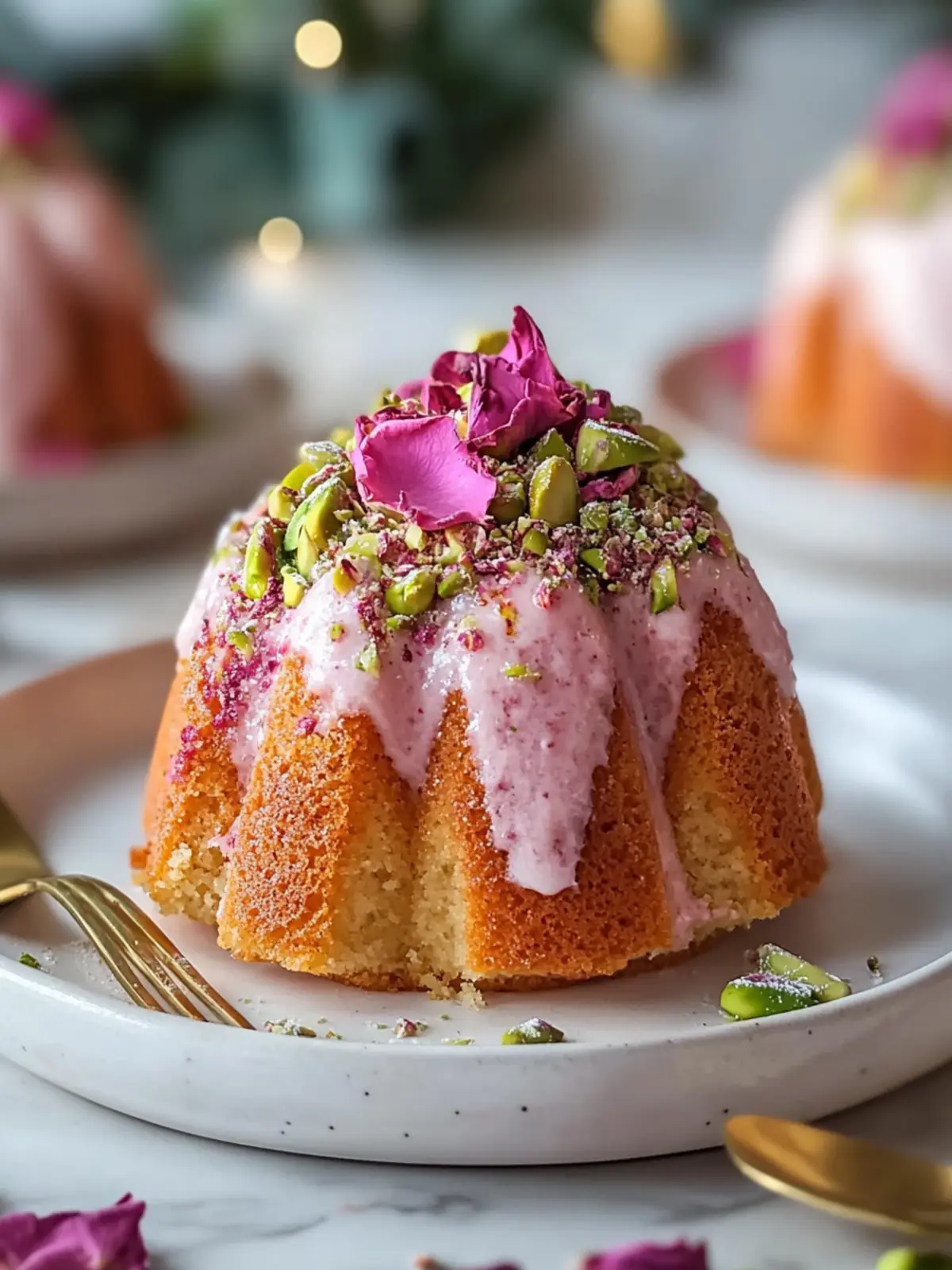 Persian Rose & Pistachio Mini Bundt Cakes