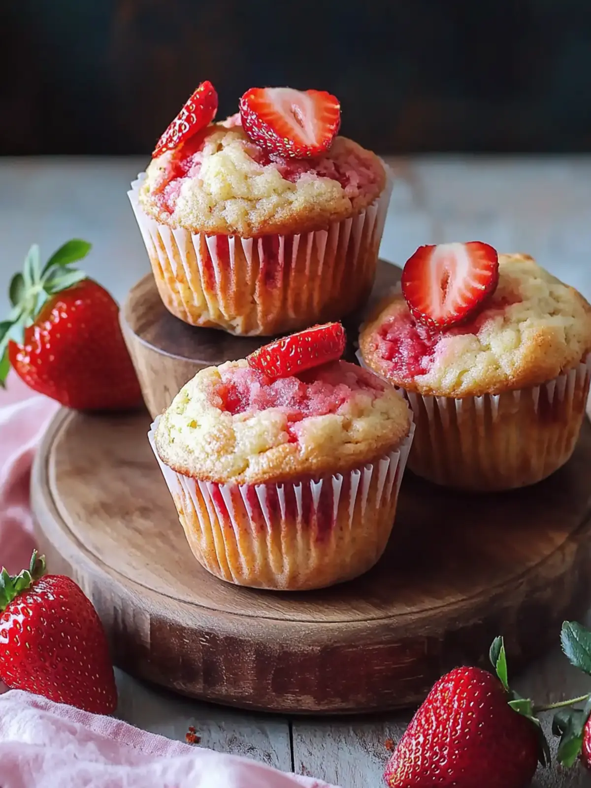Soft Strawberry Blended Muffins