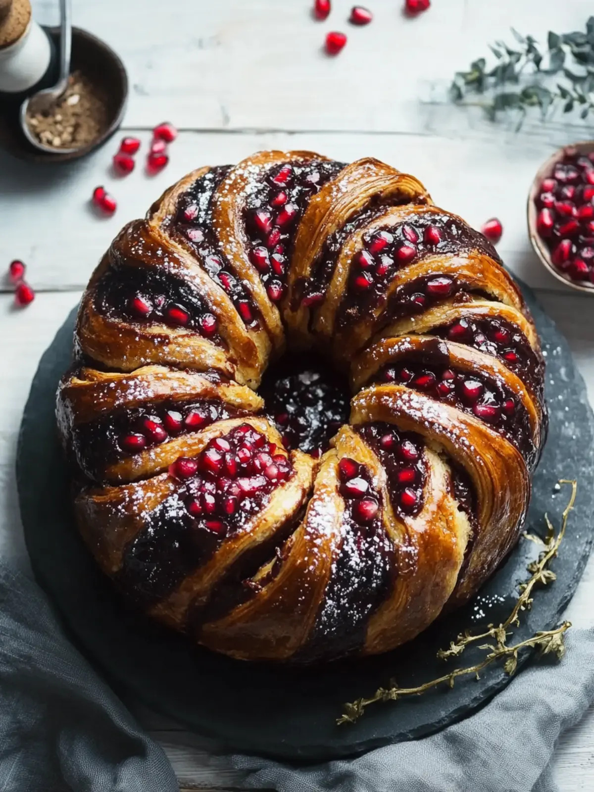 Chocolate Babka with Pomegranate