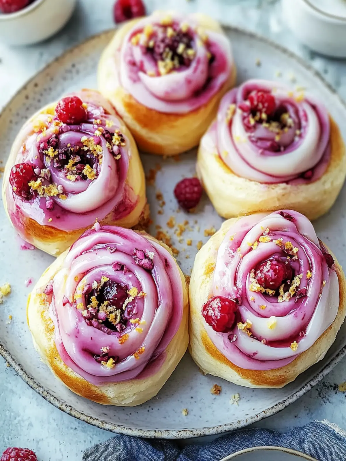 Raspberry and Rose Cheesecake Buns